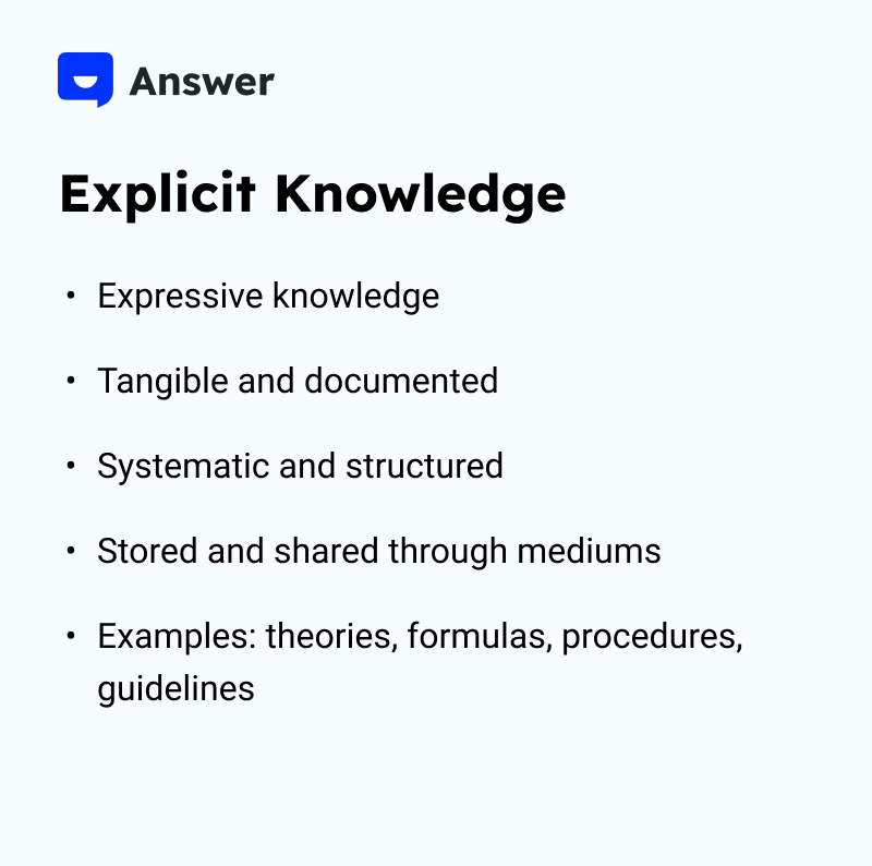 Explicit Knowledge